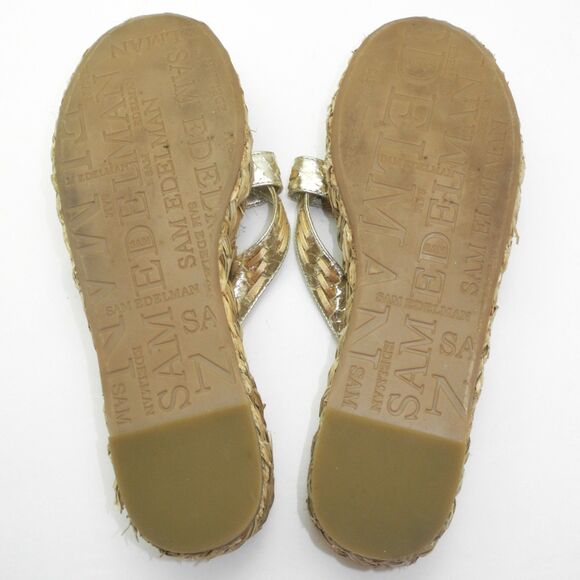 Sam Edelman Thong Platform Sandal Silver/Gold Leather Woven Jute-Women's Size 10 - Picture 5 of 7